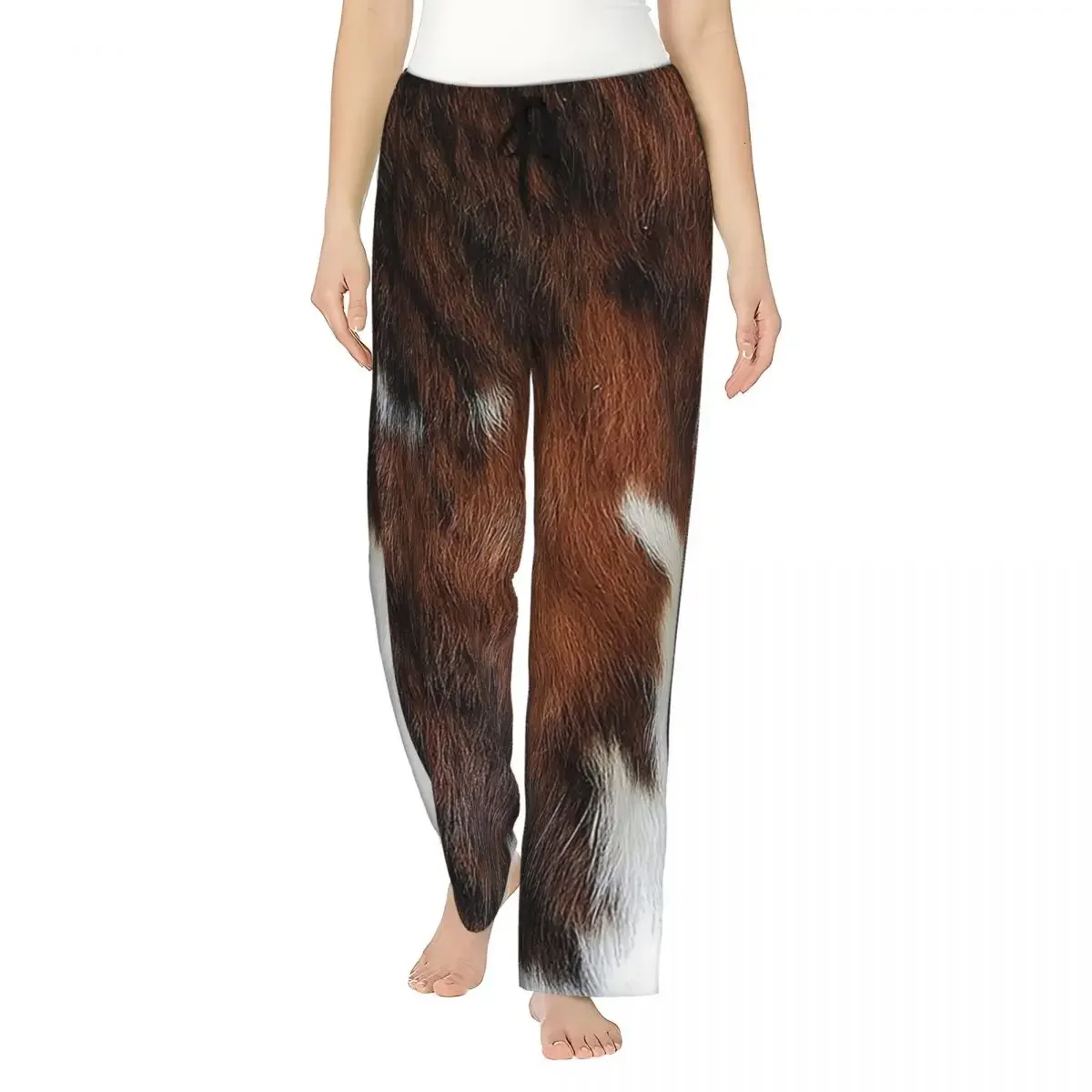 

Custom Stylish Cow Fur Cowhide Texture Cow Skin Print Patter Women Pajama Pants Lounge Sleep Sleepwear Bottoms with Pockets