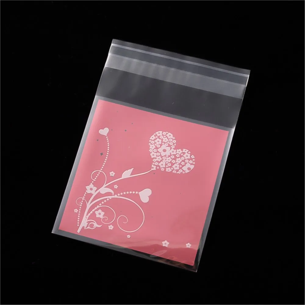 Coração claro Candy Bag, saco de plástico transparente, adequado para casamento DIY, decoração de aniversário, embalagem de presente Pouch, 7x7, 10x10cm, 100pcs