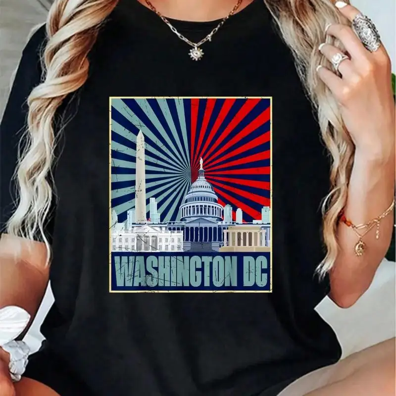 

Independence Day Retro Capitol American Flag 4th Of July T-shirt Cotton Material Comfortable And Breathable Top