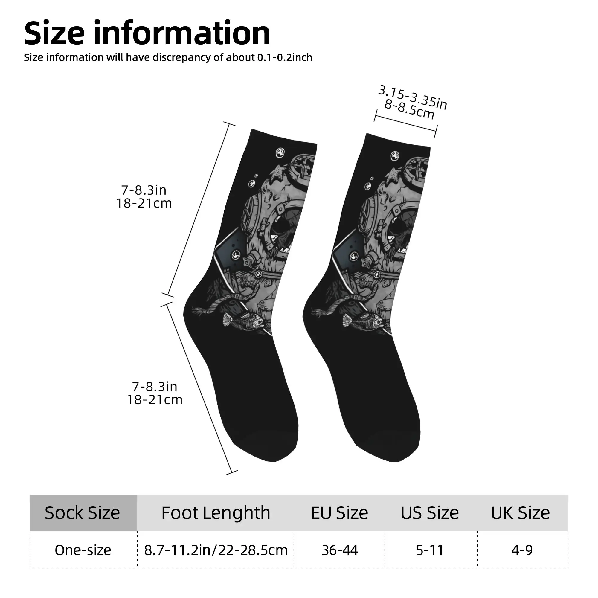 Custom Funny Mens Scuba Diving Skull Dress Socks Unisex Warm Comfortable 3D Printed Occult Forgetfulness Crew Socks view 4