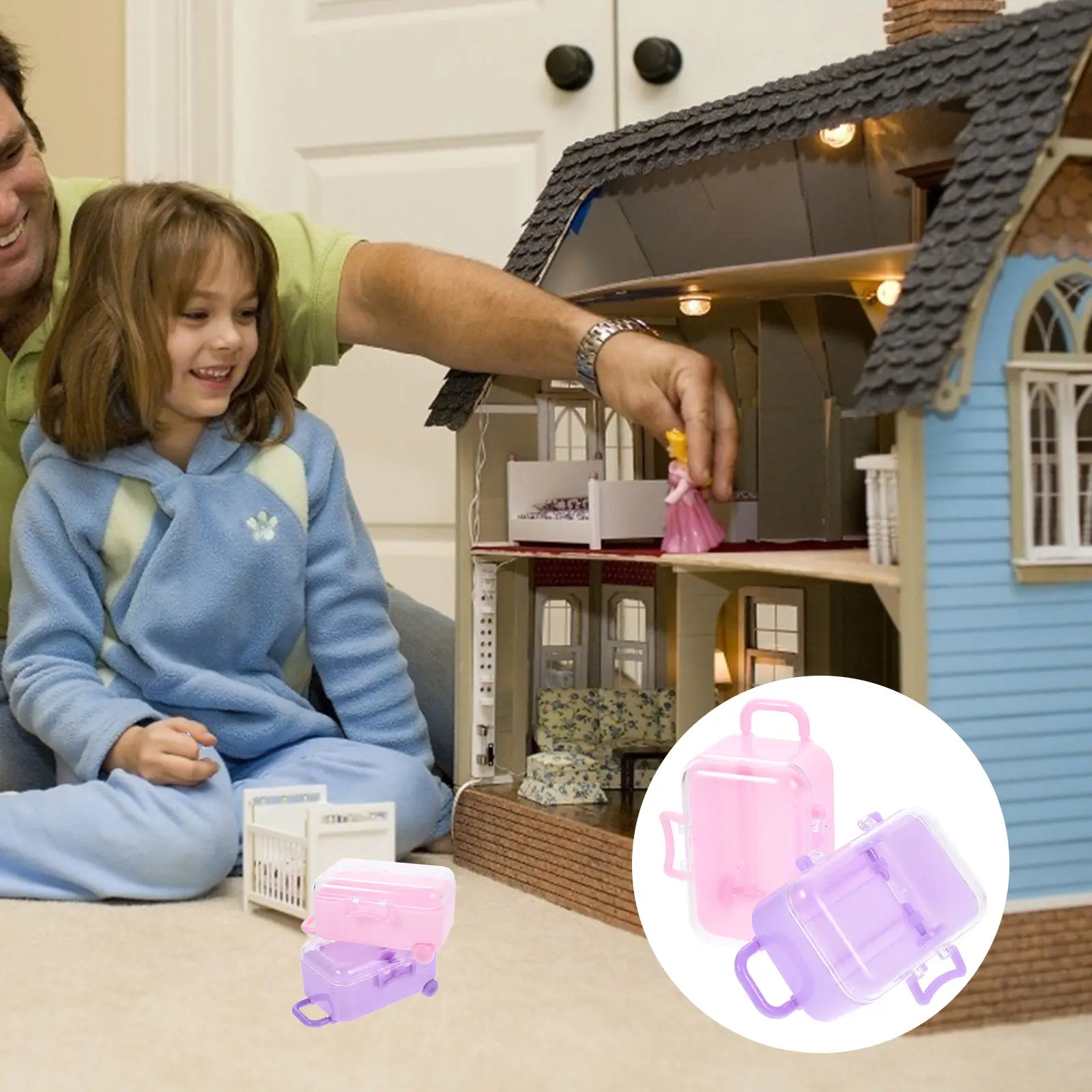 

Набор из 2 милых миниатюрных фиолетовых чемоданчиков-игрушек для декора багажа