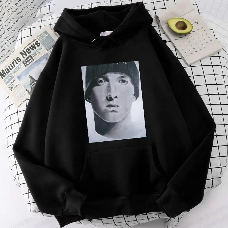 เสื้อมีฮู้ดพิมพ์ลาย eminem สำหรับผู้ชายและผู้หญิง, เสื้อมีฮู้ดพิมพ์ลายแฟชั่นฤดูใบไม้ร่วงและฤดูหนาว hoodie hip hop ผู้ชายเสื้อผ้าแร็พ2023ใหม่