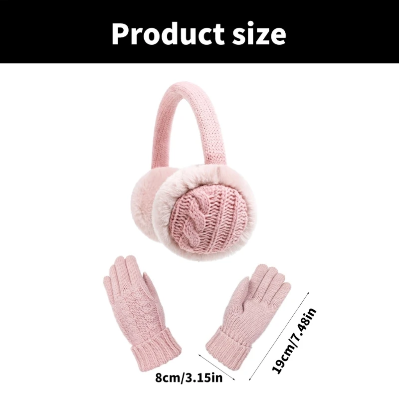 2Pcs/set Gloves and Ear Warmer Set for Kids Foldable Earmuffs & Mittens for Skiing, Camping, and Travel In Cold Weather P31B