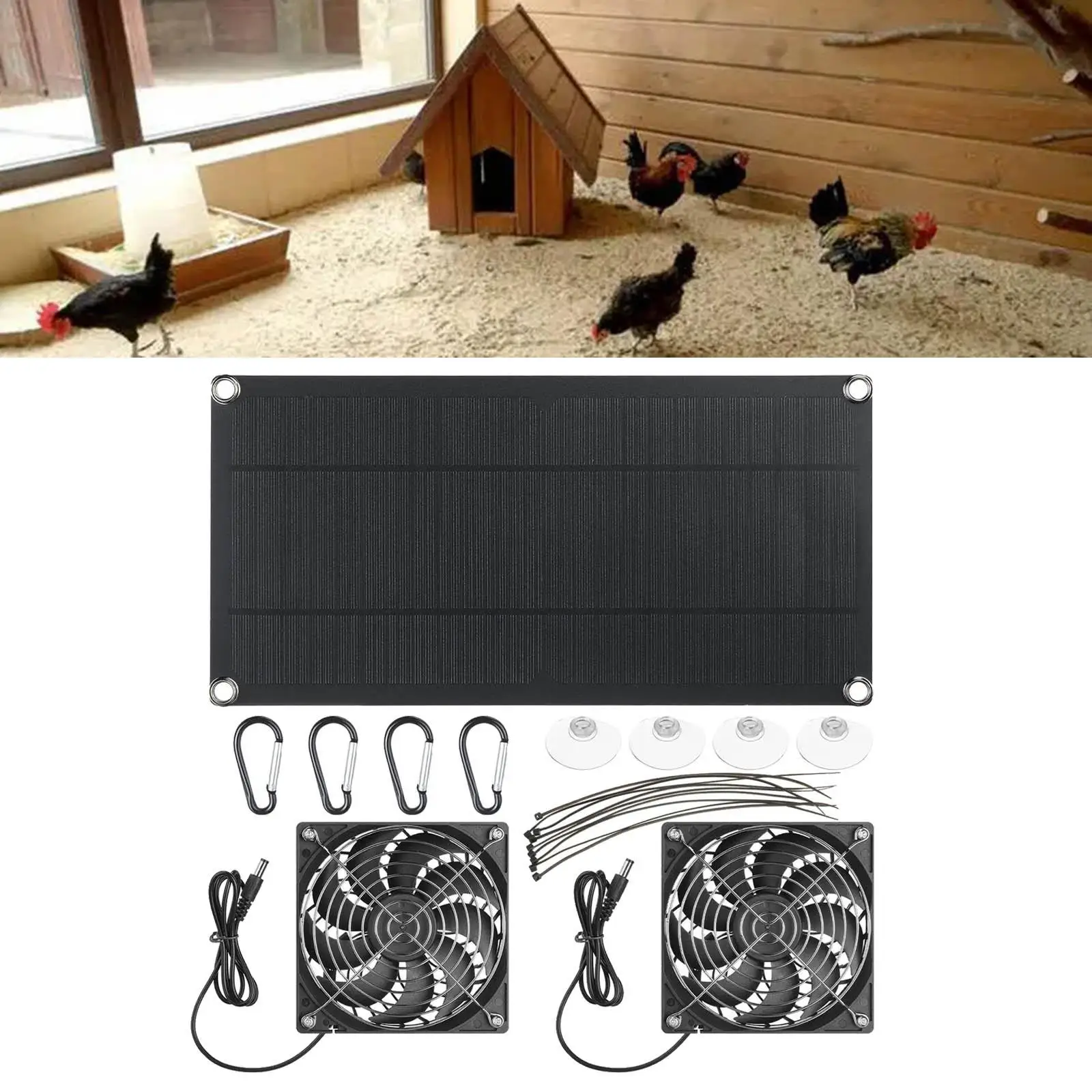 

Solar Fan Cooling Ventilador Strong Airflow Portable Multipurpose Waterproof Exhaust Fan for Dog House Attic Yard Outside Shed