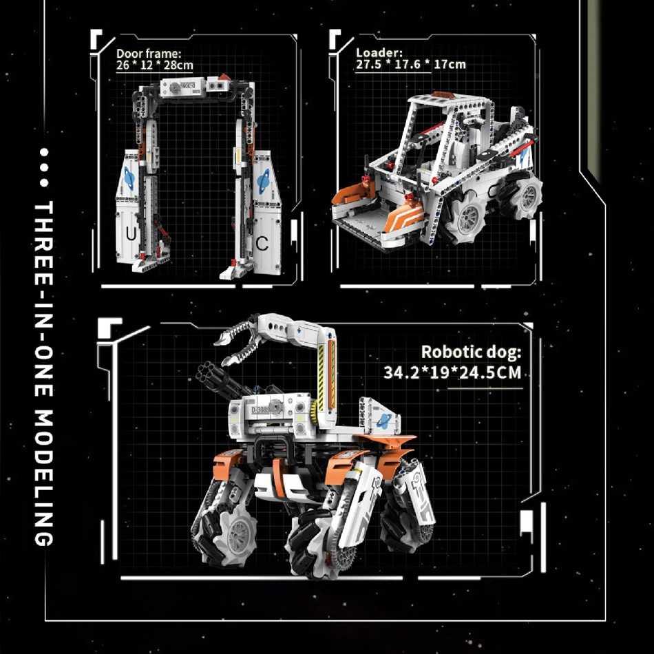 Vapor técnico 3 em 1 transformar rc power robô cão blocos de construção máquina motorizada cão tijolos controle remoto brinquedos crianças presentes