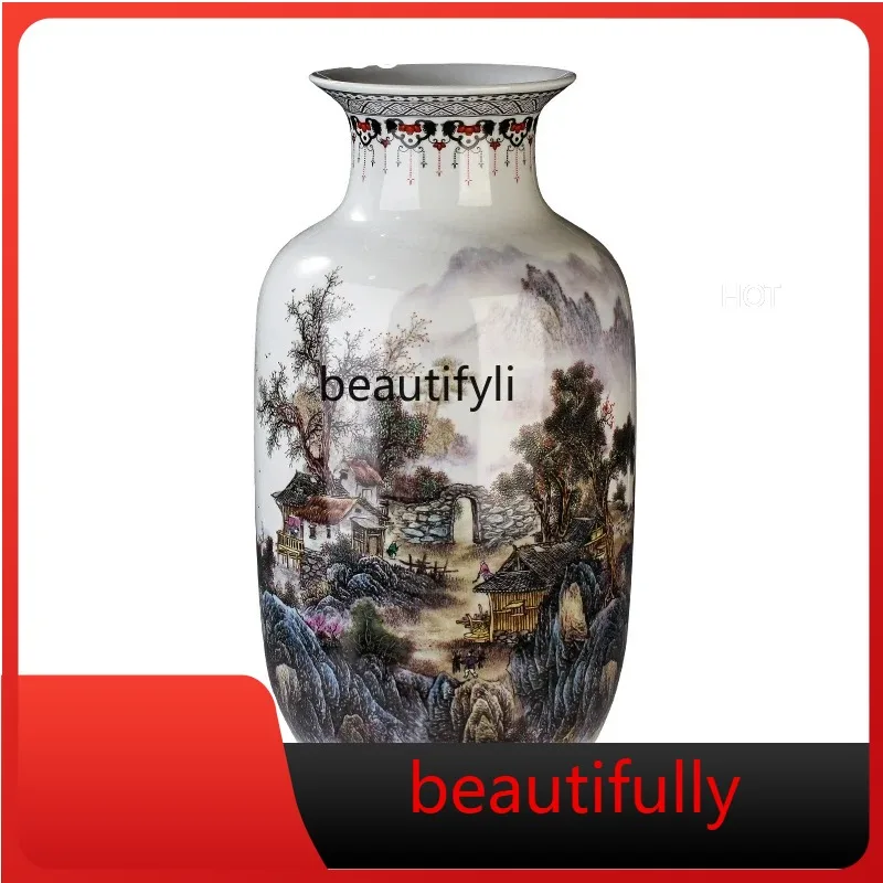 

X Jingdezhen Ceramics Pastel Antique Chinese Wax Gourd Floor Vase Living Room Decorations Ornaments