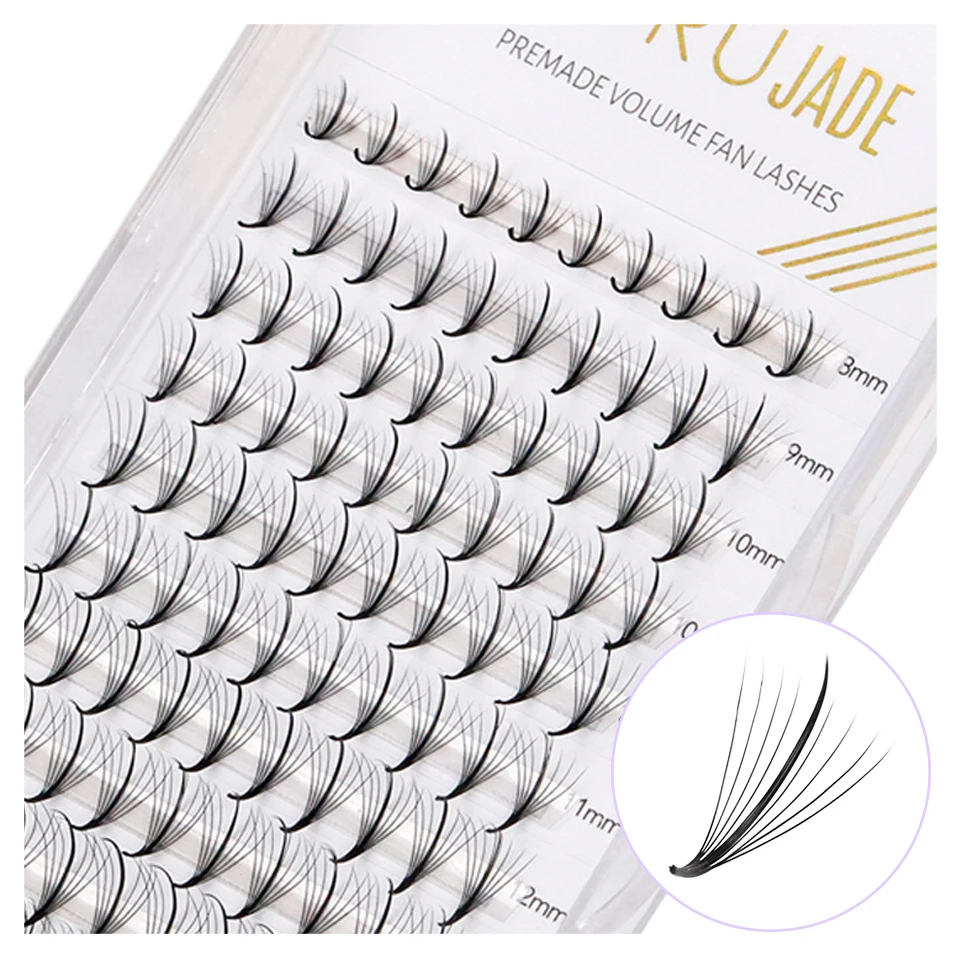 

Rujade Wispy Promade Spike Fans 3D/5D/7D/9D Premade Fans Lash Extension Pointy Base Promade Spike Fans Russian Cluster Eyelashes