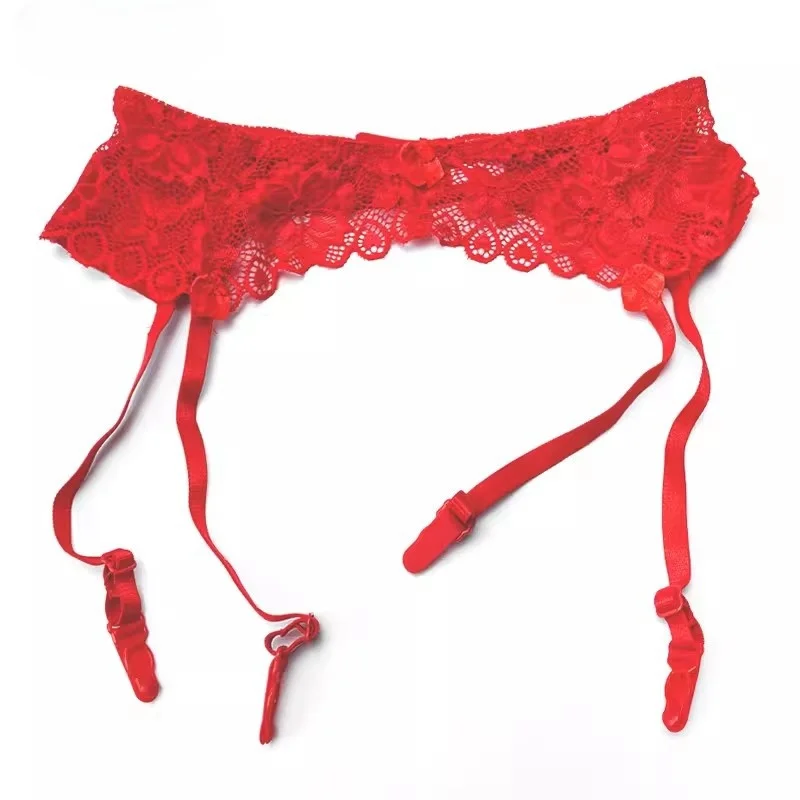 Retro Lace Floral Adjustable Garter Belt Three-row Back Clips Low Waist Women Suspender Belt Exotic Lingerie Dance Underwear