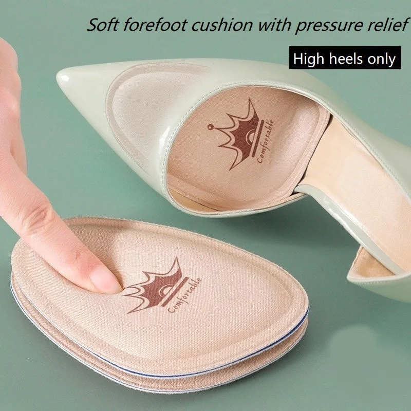 

1pair Women Pain Relief Forefoot Pad Half Size Insoles Non-slip Cushion Breathable Sweat Absorbing Foot Pads for Shoes XDr03