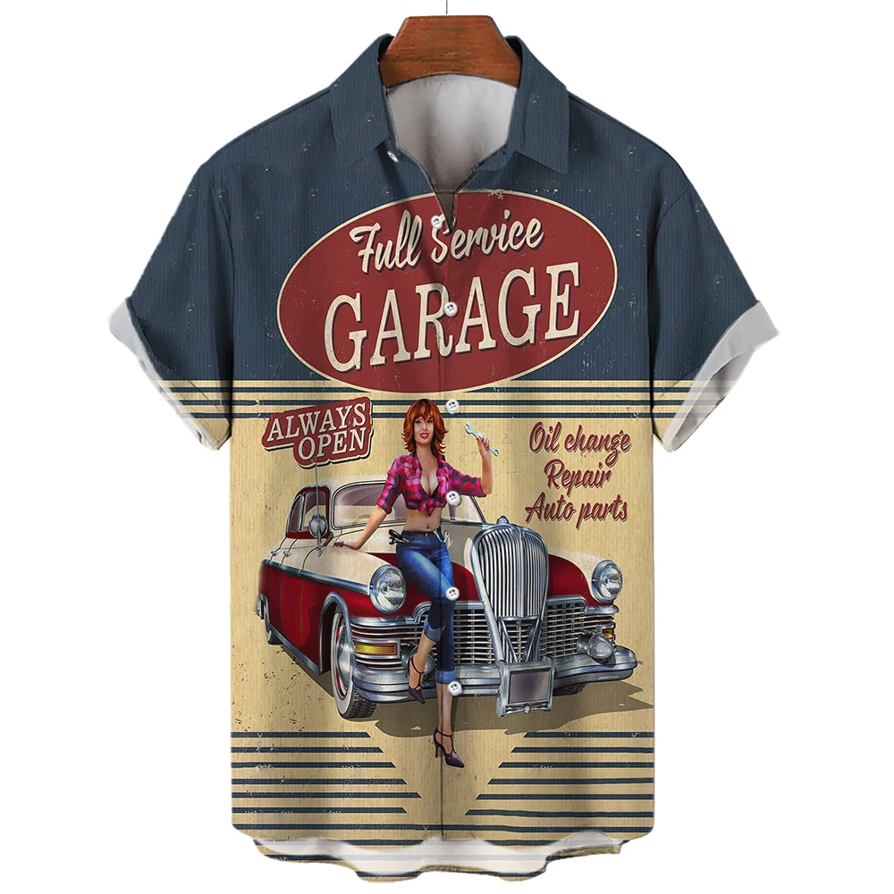 Vintage Rockabilly Bluse 3d gedruckt Hemden Männer Frauen Hawaii Hemd Männer lässig Berufung Revers Shirt Sommer Strand Kurzarm