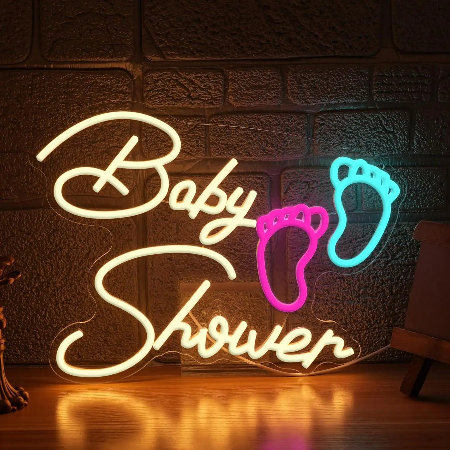 Baby Shower Neon Sign Oh Baby USB Dimmable LED Neon Lights for Gifts Bathroom Salon Children's Room Surname Shower Party Decor