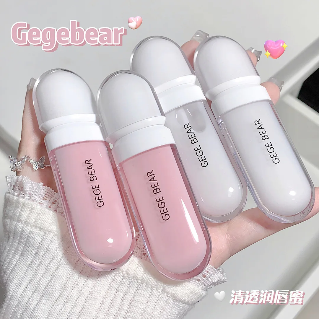 Gege bear Cute Mirror Water Lip Gloss Glaze Transparent Glass Oil Waterproof Cosmetics Moisturizer Plumber