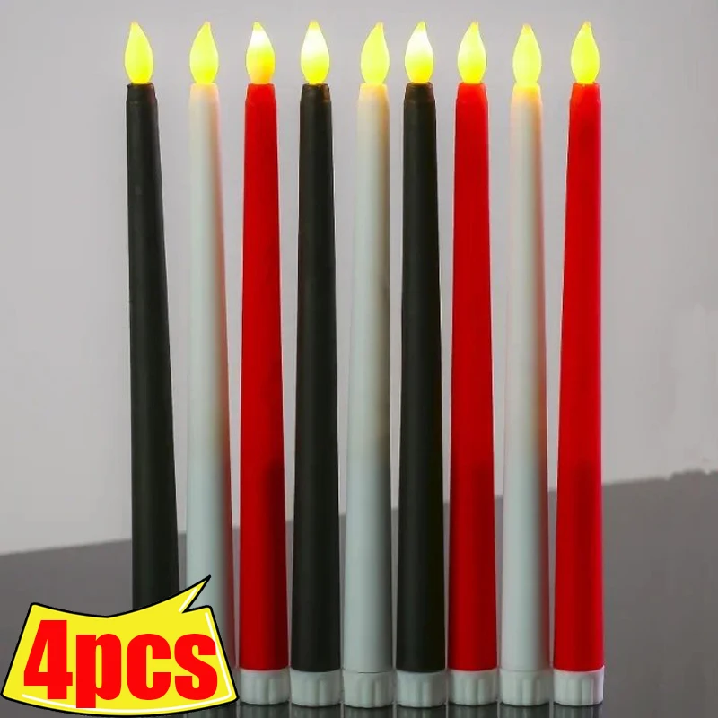 4pc Flameless Pointed Candle Light Long Christmas LED Candle Battery Powered Decorative Church Flickering Candle Light for Event