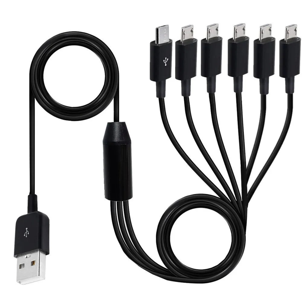 USB 2.0 Type A Male 1 To 6 4 3 Micro USB Male Splitter Y Charging Date Cable Cord For Huawei Samsung Xiaomi Mobile Laptop Bank