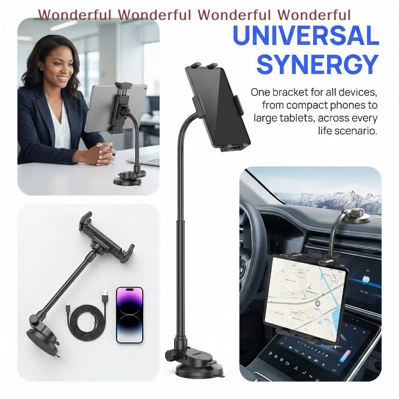

Car Tablet Holder Suction Cup Dashboard Mount Adjustable Arm Clamp Compatible with 4 to 12 Inch Tablets Support