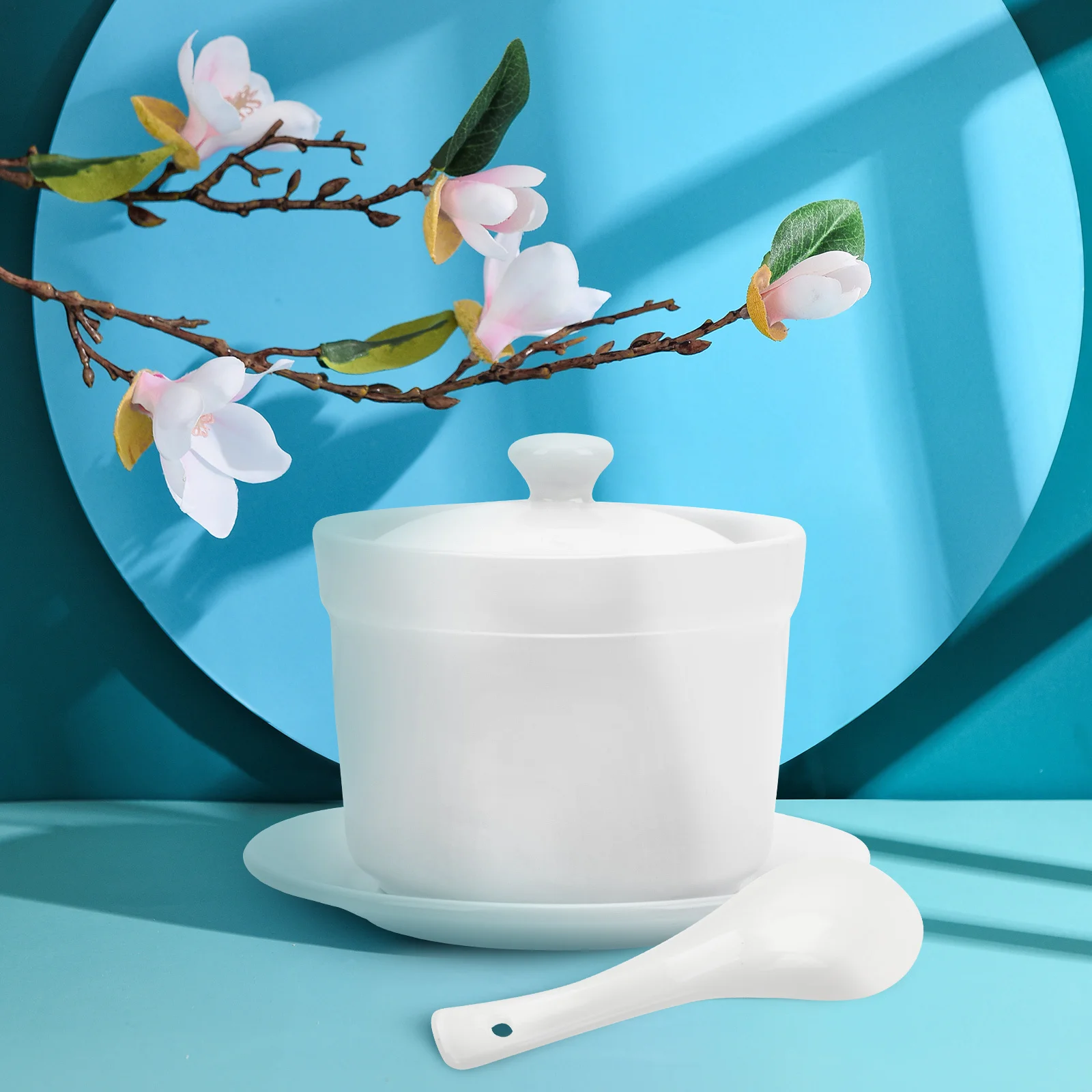 

1Set Ceramic Soup Stewing Bowl with Lid High Quality Pot for Home Kitchen Tableware Restaurant Soup Stewing Bowl