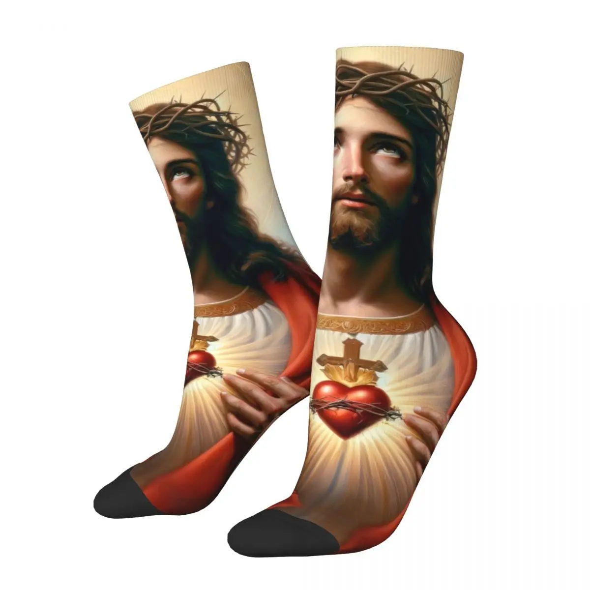 

Sacred Heart Of Jesus Christ Theme All Season Socks Merchandise for Men Women Breathable Printing Socks