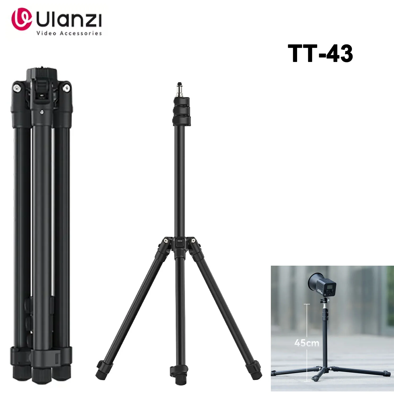 オリジナル Ulanzi TT43 1.9 メートルアルミライトスタンド三脚可逆脚 6 キロ最大負荷 LED ライトプロジェクターフラッシュソフトボックス