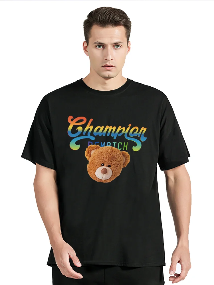 

Fashion All-match Women T-shirt Cartoons Cute Bear Tshirt SummerClassic O-Neck Cotton T Shirt Men Clothing Oversized Tees Tops