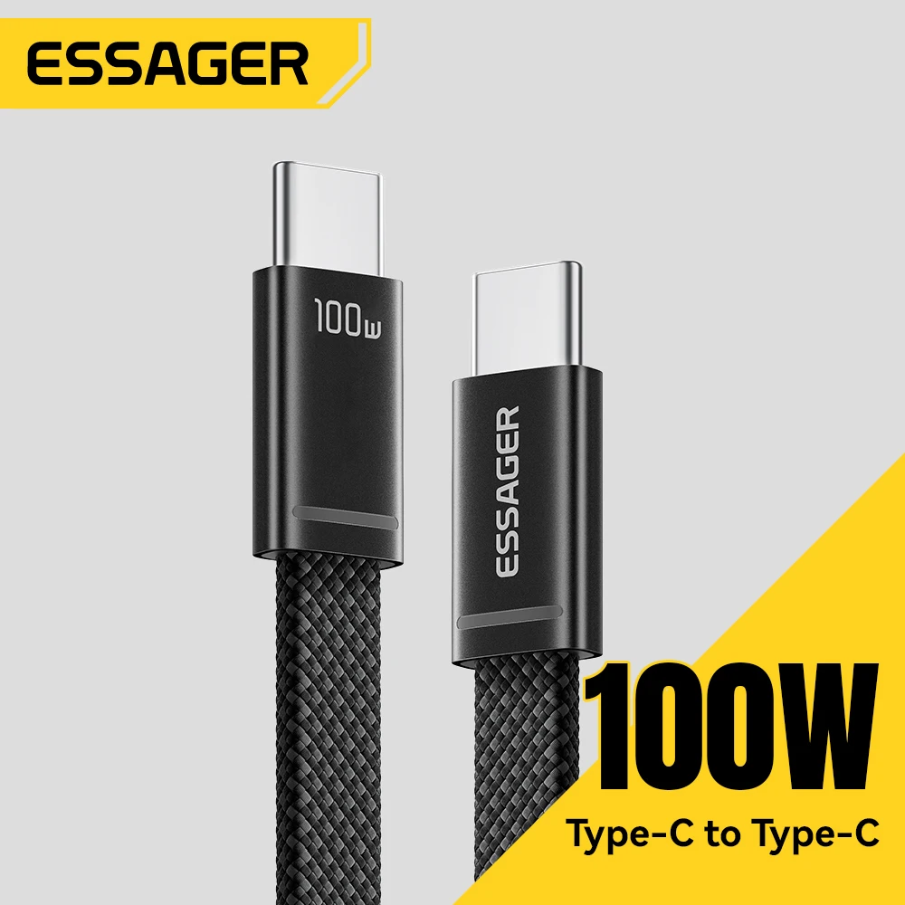 Essager 100W Typ-C-zu-Typ-C-Kabel für iPhone 17, Schnellladekabel für Macbook Pro, Samsung, Huawei, ultradünner Flachdraht