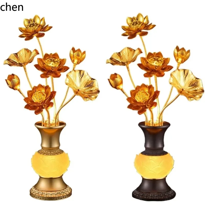 FJ-11 Buddha Stand In Front Of Buddha Plug-in Household Lotus Ornament Buddhist Hall Offering Temple Bodhisattva Golden Flower