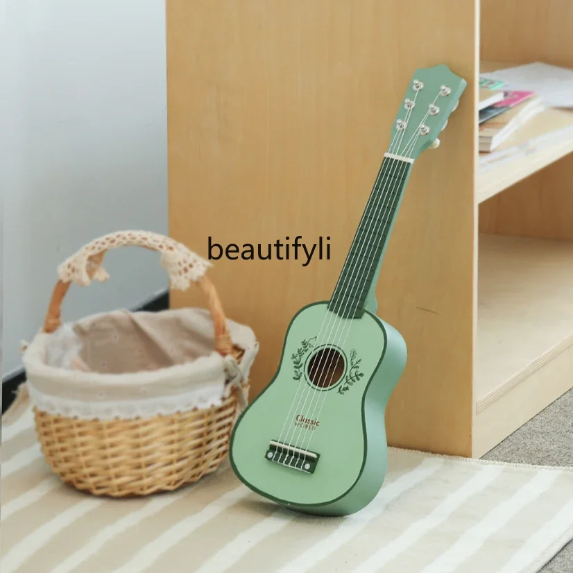 

Wooden children's guitar toy can play beginner simulation music toy