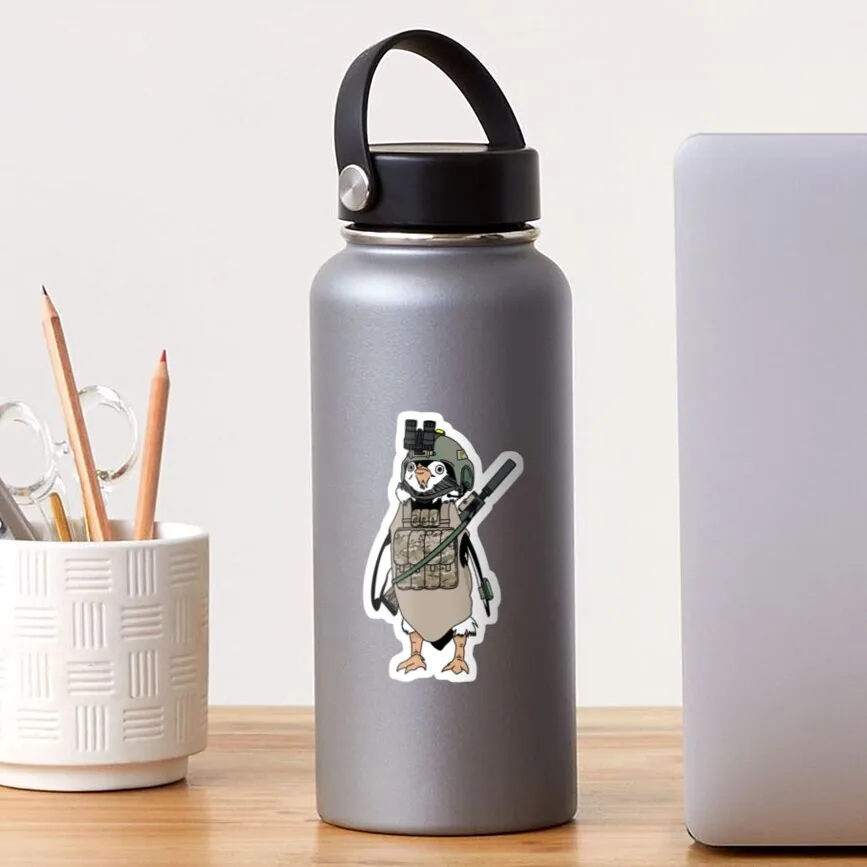 Tactical Penguin 5PCS Naklejki na butelki z wodą do domu Zderzak Anime Druk Ściana Śliczne dekoracje tła Dekoracja samochodu