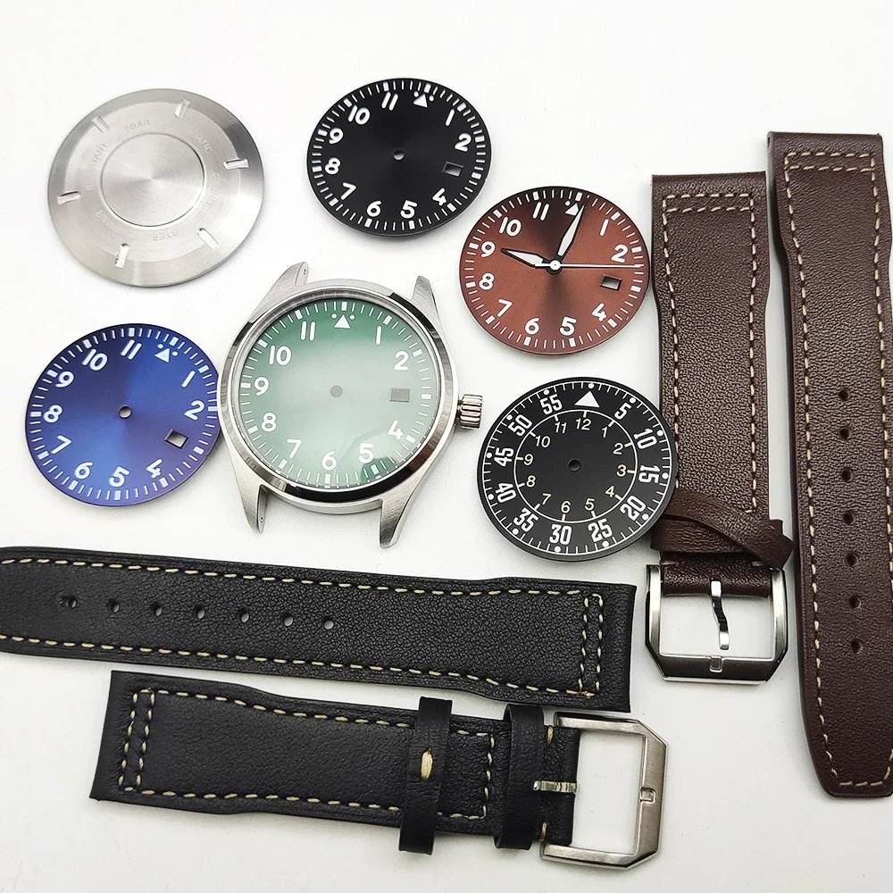 

Modified Accessories Watch Case + Watch Face + Watch Band for NH35 Movement Substitute Pilot 40MM Case