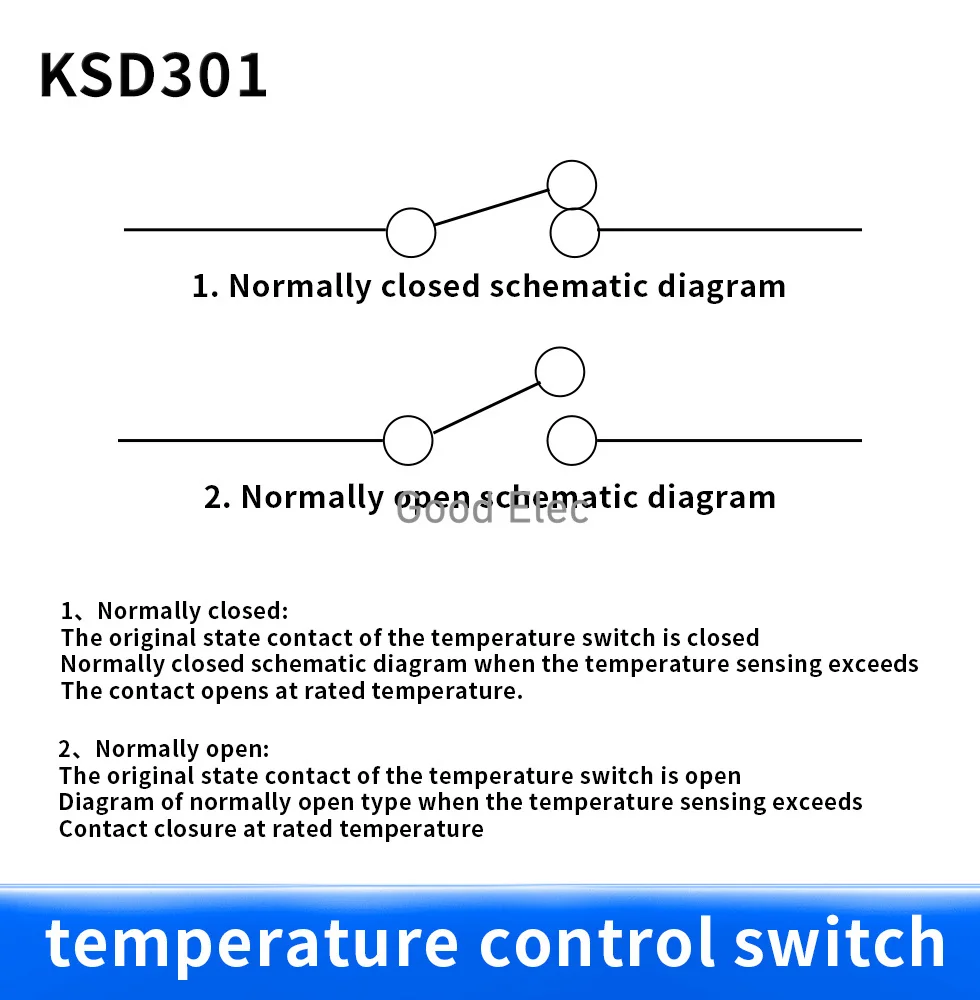 1PCS KSD301 10A 250V 40~135 degree Ceramic Normally Open/Normally Closed Temperature Switch Thermostat 45 55 60 65 70 75 80 85