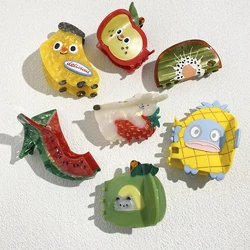 Creative Funny Cartoon Fruits Acetate Hair Claw Clip For Women Oversize Ponytail Shark Kiwifruit Apple Barrettes Hair Accessorie