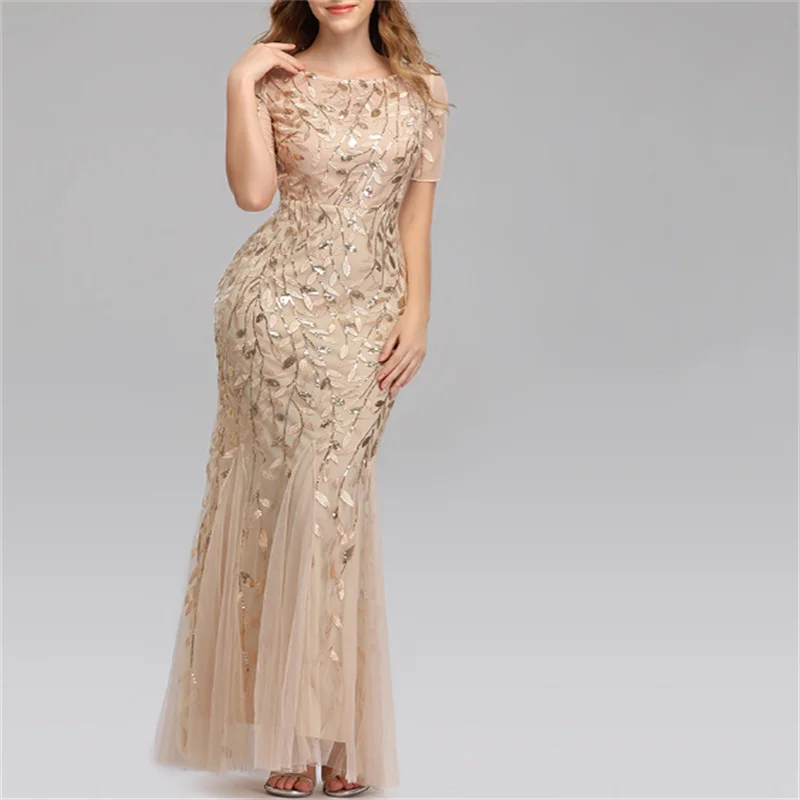 

new Size Elegant Saudi Arabia Ever Pretty Mermaid Sequined Lace Appliques Mermaid Long Dress Party Gown