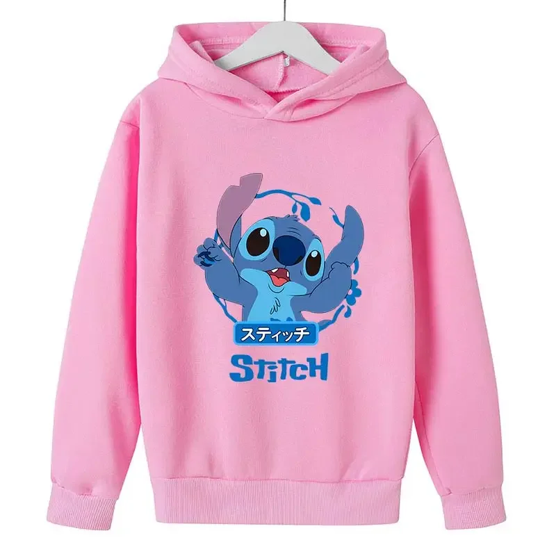 Sudaderas con capucha de dibujos animados de Disney Stitch para niños y niñas, sudadera de algodón para niños, Tops para bebés, jerséis para niños,