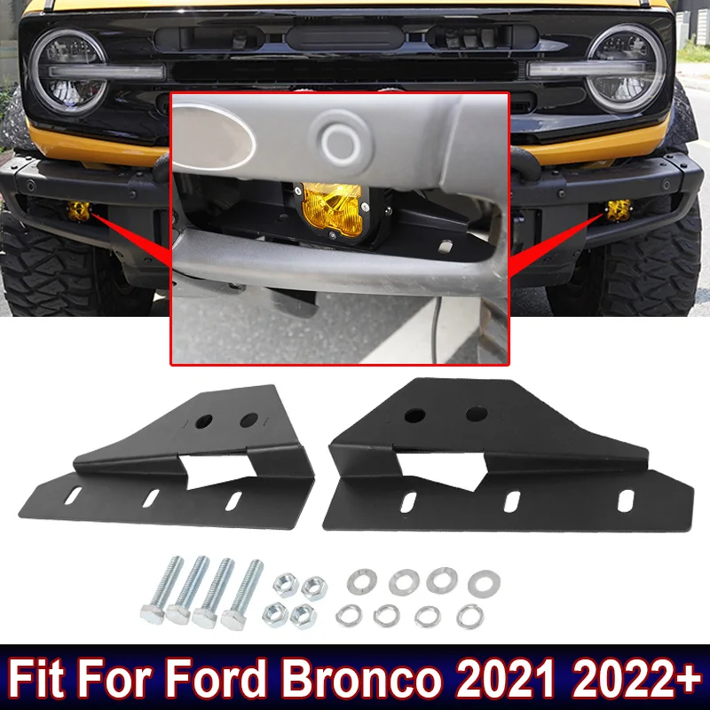 Car Accessories 2Pcs Front Bumper Fog Light Mount Brackets Fit For Ford Bronco 2021 2022 Car Fog Light Mount Brackets With Screw