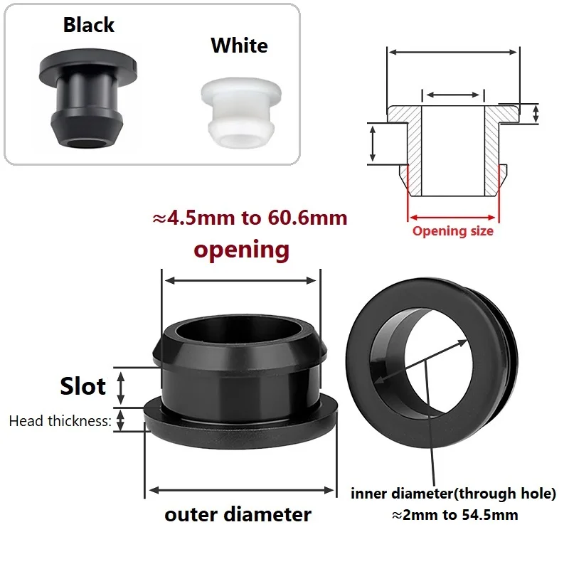 Hollow Hole Plug Coil Ring Cable Wiring Protect Bushings Ring 4.5mm-60.6mm Silicone Snap-on Grommet Seal Gasket