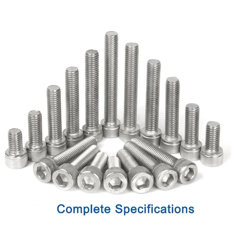 M10 M12 M16 304 Stainless Steel Cup Head Hexagon Socket Screw Cylindrical Head Extended Bolt Length 16-140mm Concave Head Screw
