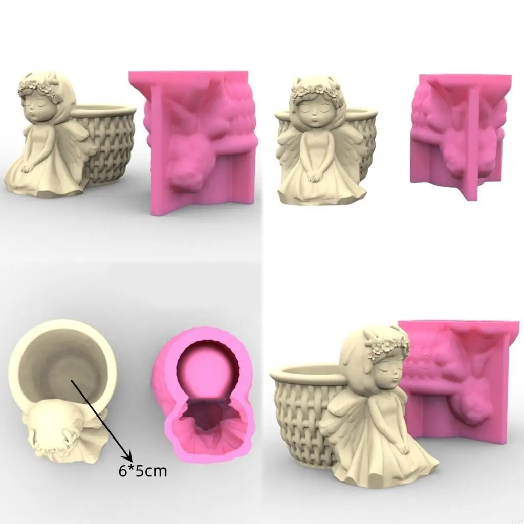 3D Girl Flower Pot Silicone Mold Holder Resin Mold DIY Storage Box Mould