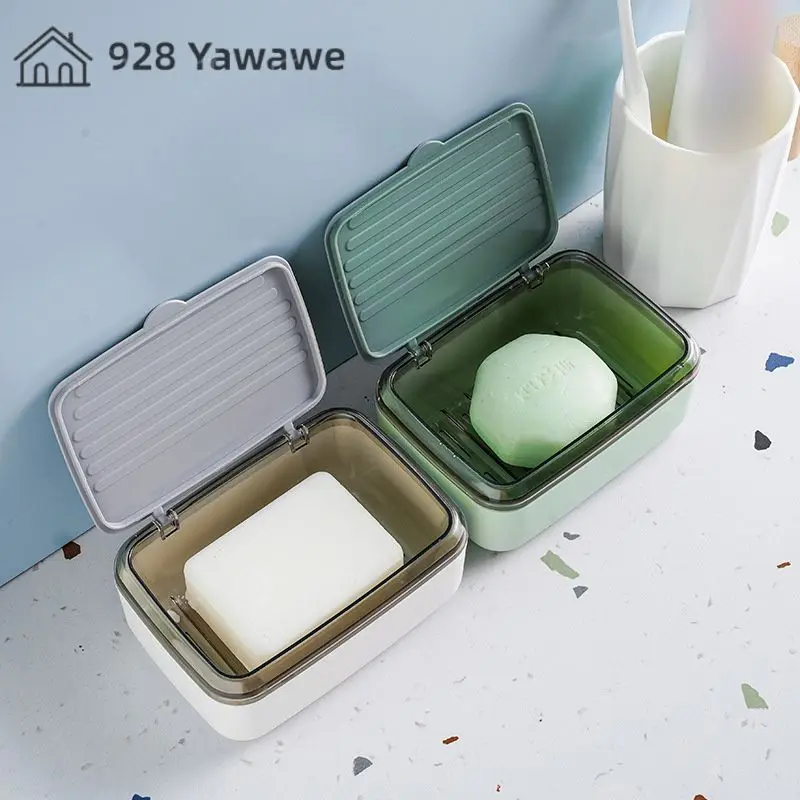 Drain Soap Box Convenient Cleaning Dustproof Innovative Fashionable Bathroom Storage Punch-free Soap Box Design With Cover