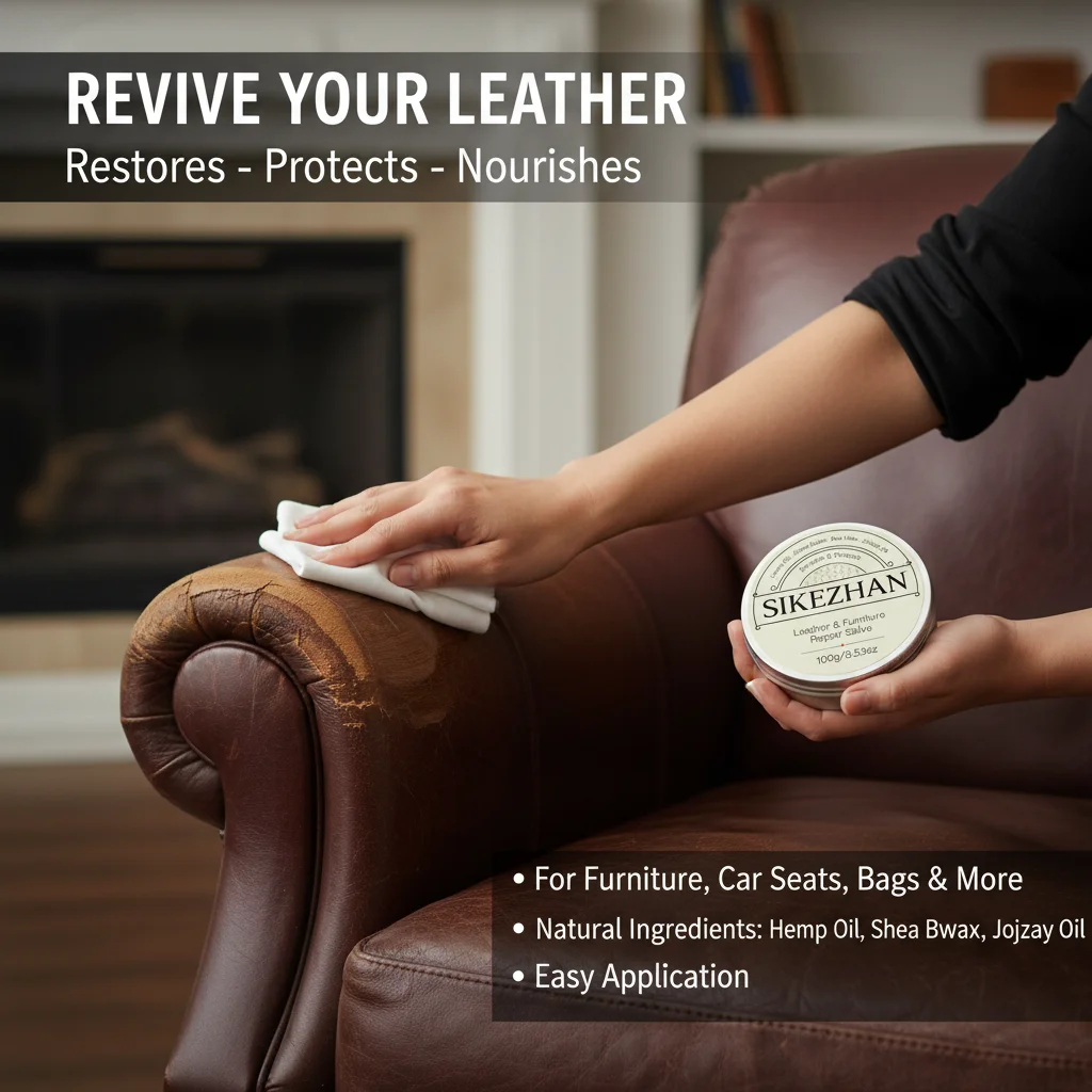 Leather&Furniture Repair Salve with Hemp Oil,Shea Butter, Bee Wax&Jojoba Oil-Revives&Protects Aged Leather&Wooden Furniture