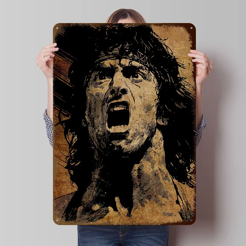 Rambo Screaming Portrait Printing Poster Customized Retro Wall Art Vintage Metal Signs for Room Home and Decoration Gaming Decor
