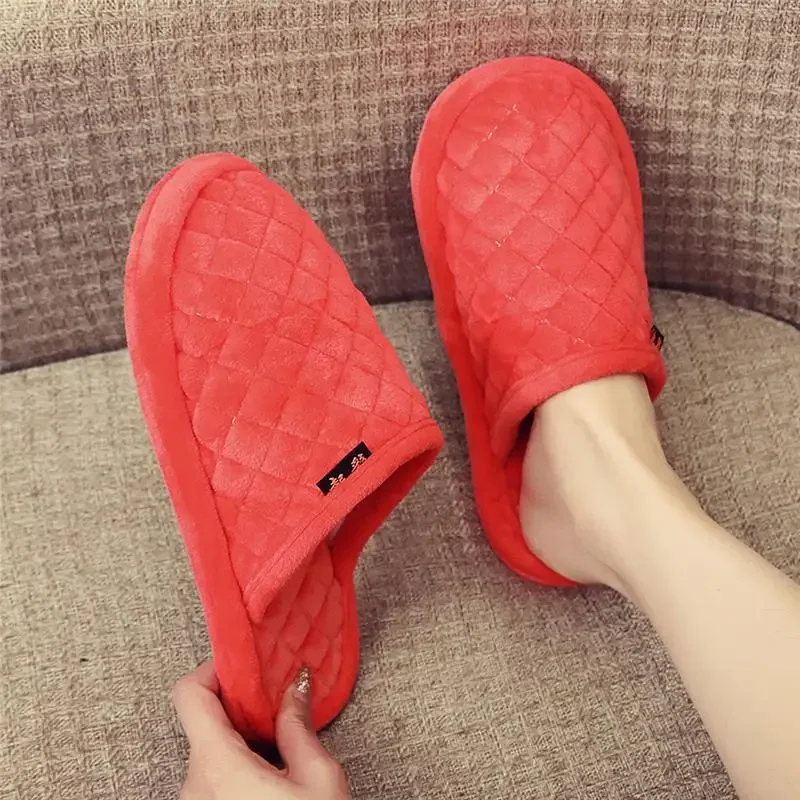 Plush Women's Bag Top Soft Cloth Bottom Slippers for Autumn and Winter Household Indoor Silent Wood Floor Tiles Machine Washable