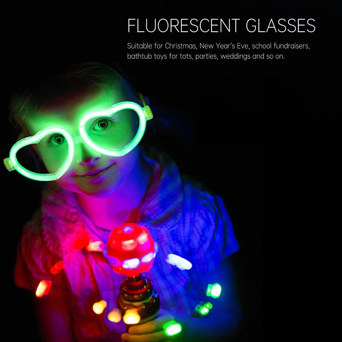 

10Pairs Heart Shape Glow Eyeglasses Light Glasses for Party Festival Supplies Disco Concert Events