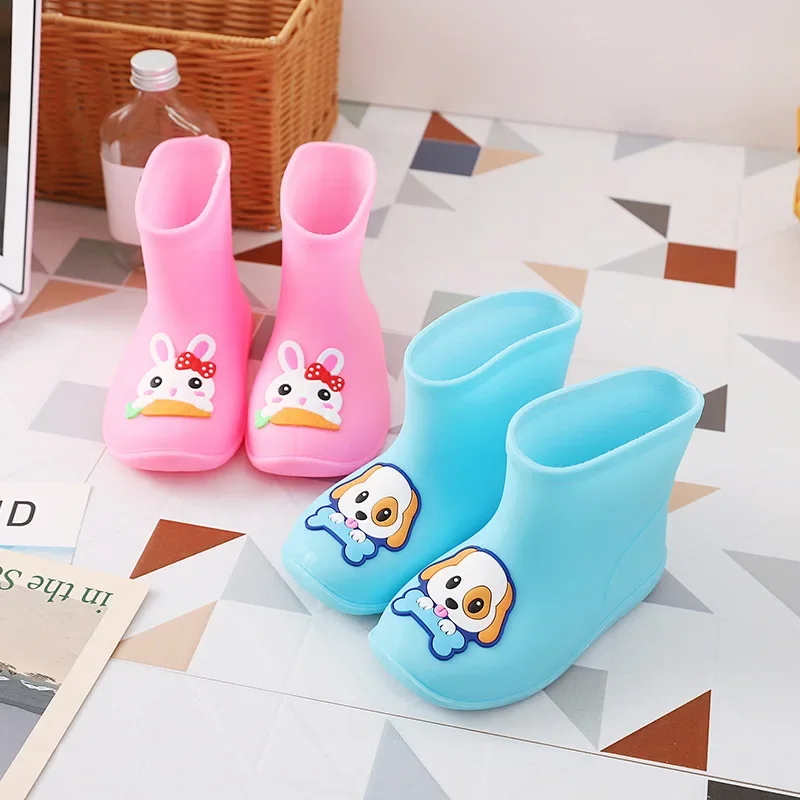 레인부츠 Children Rain Boots Boys Waterproof Non-slip Kids Water Shoes Cute Cartoon Baby Rubber Boots PVC Soft Non-slip Girl\'s Boot