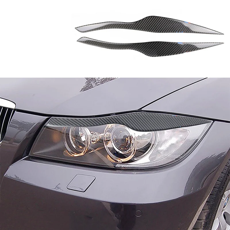 

Carbon Fiber Stickers Car Exterior Lights Modification Cover Trims Strips For BMW 3 Series E90 E92 E93 Car Accessori es