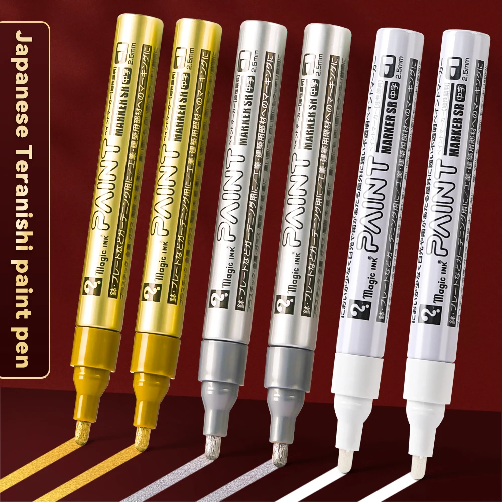 1.2mm/2.5mm Permanent Paint Pen Tire Markers Rubber Car Tyre Tread Markers Pens Quick Dry Waterproof 2/3Pcs for DIY Metal Rocks