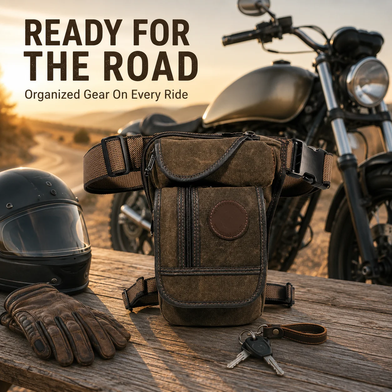 Multifunctional Vintage Canvas Leg Thigh Pack Hiking Motorcycle Waist Bag Outdoor Travel Riding Adjustable Strap Shoulder Bag