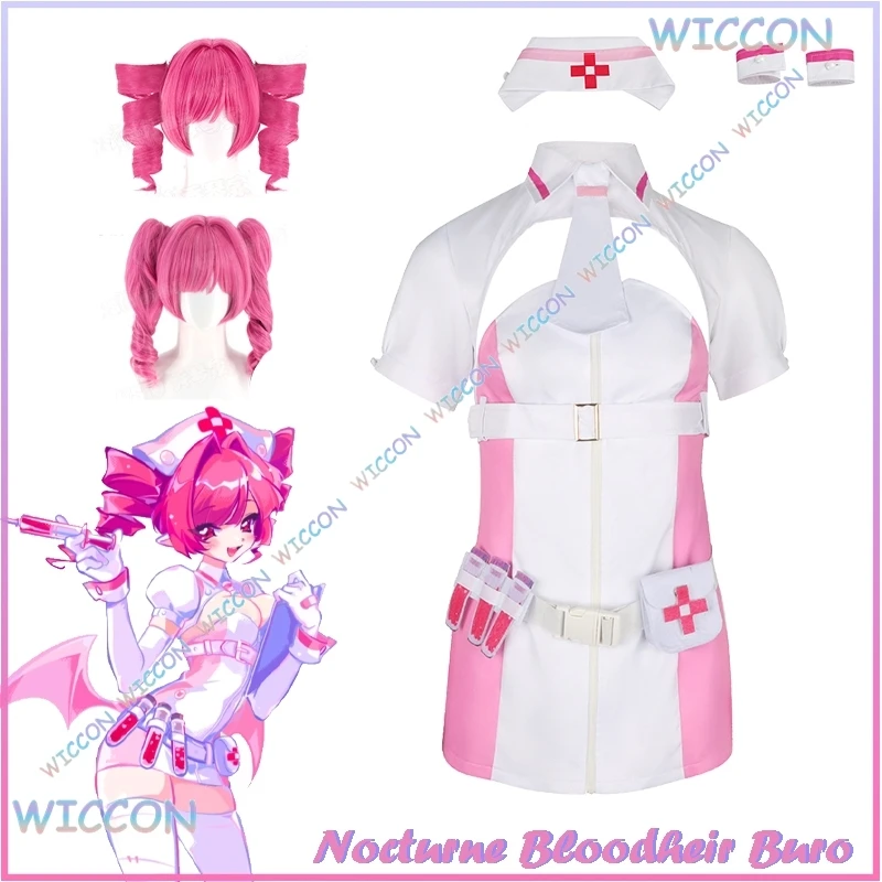 WUHU @ Muse Dash Buro Cosplay disfraz peluca ala nocturna Bloodheir traje Cosplay disfraz Sexy mujeres niñas rosa uniformes de enfermera juego