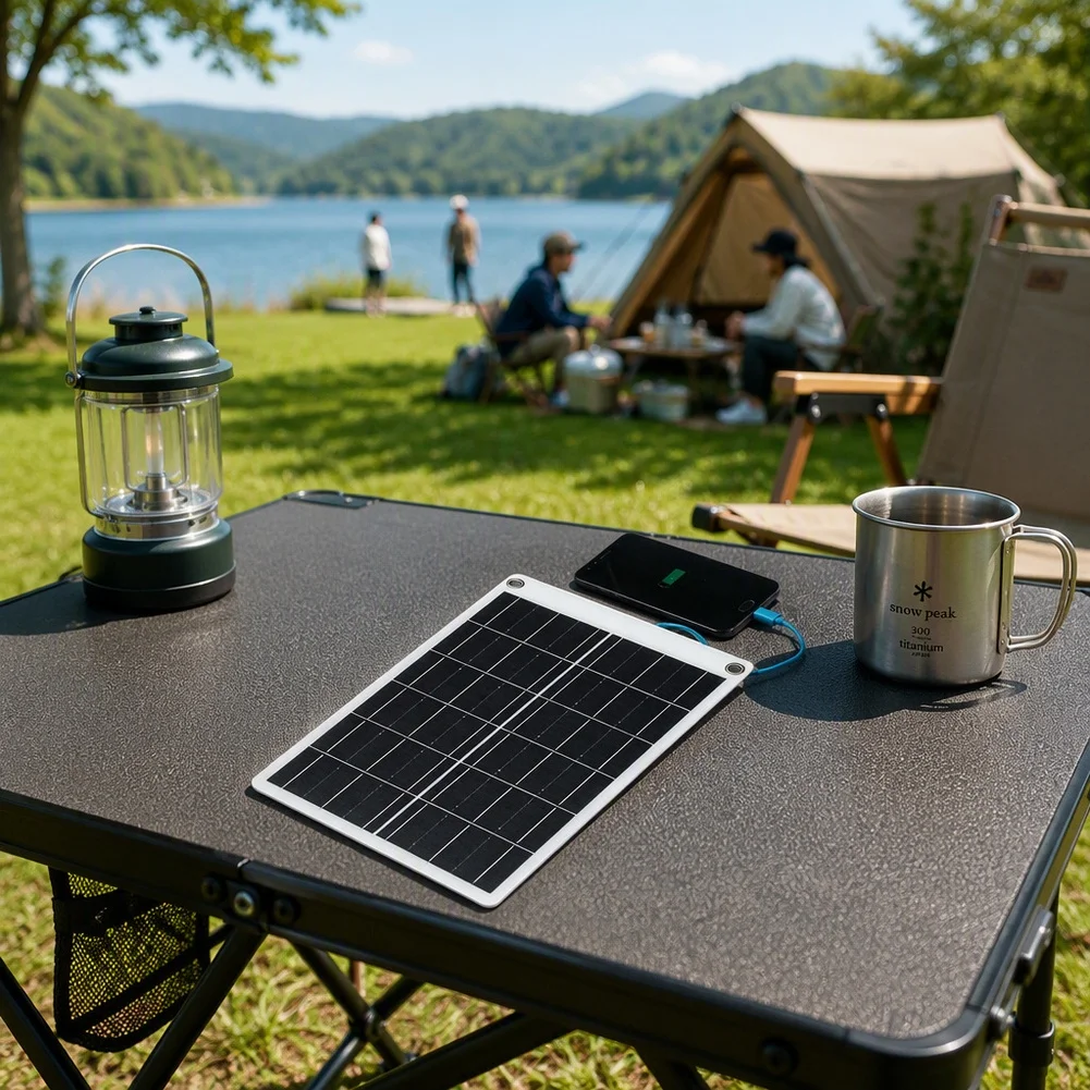 30W 5V Portable Solar Panel Charger With USB-C Dual Output For Outdoor Phone Solar Charging Panel Electrical Equipment