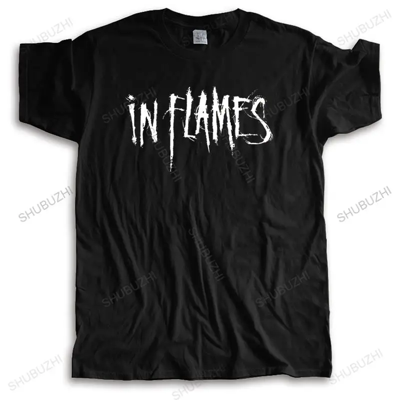 In Flames o-neck T-Shirt Swedish Metal Band Short Sleeve Black Tee Men T Shirt Print Cotton Short Sleeve T-shirt  Cotton