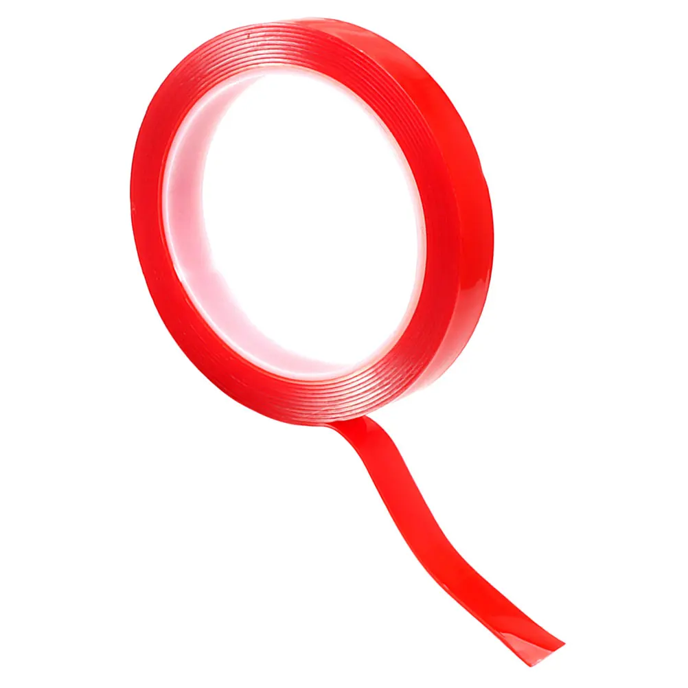 1 لفة شريط أحمر مزدوج الجوانب لاصق عريض سميك قوي لا آثار للاستخدام اليومي في الهواء الطلق متعدد الأغراض تركيب حرفي عالي التحمل #4