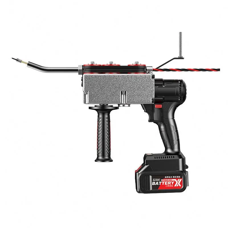 Herramienta de electricista inalámbrica portátil de 21V, máquina roscada automática de batería de litio sin escobillas, cableado de pared, red de encordado de cables